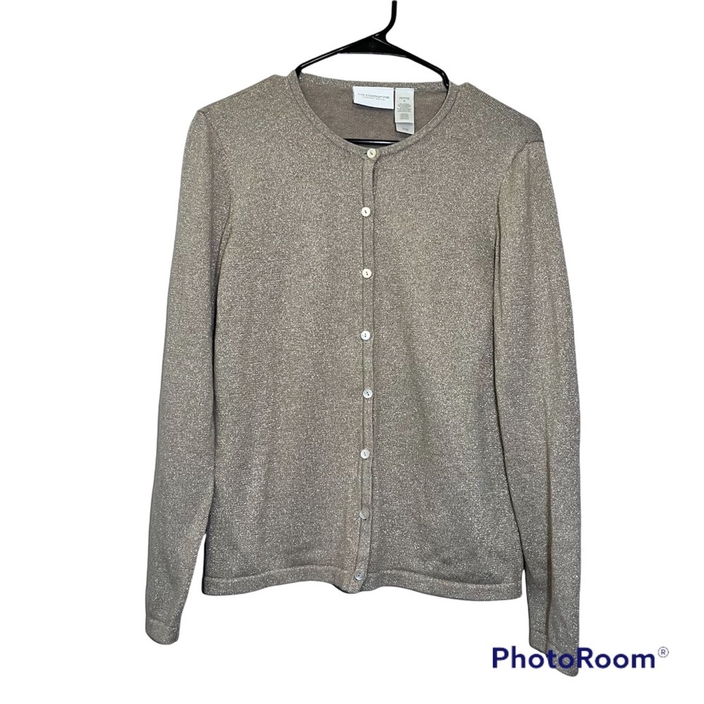 Liz Claiborne Sparkling Golden Cardigan Sweater Size S Petite